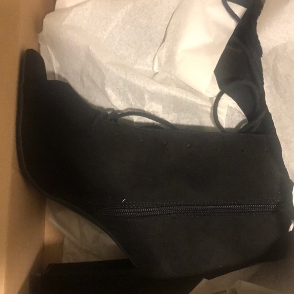 ASOS Lace Up Blocked Heeled black open toeBoot - Picture 4 of 5